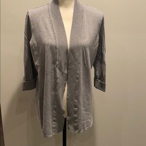 Laura Ashley Grey Open Sweater Size L
